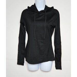 Spyder Active Womens Black Hooded Long Sleeve Activewear Pullover Top Small NWT